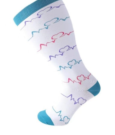 Plus Size Compression Socks Men's And Women's Pressure Socks High Elasticity Fat Socks Sports Fitness Printing Running Socks