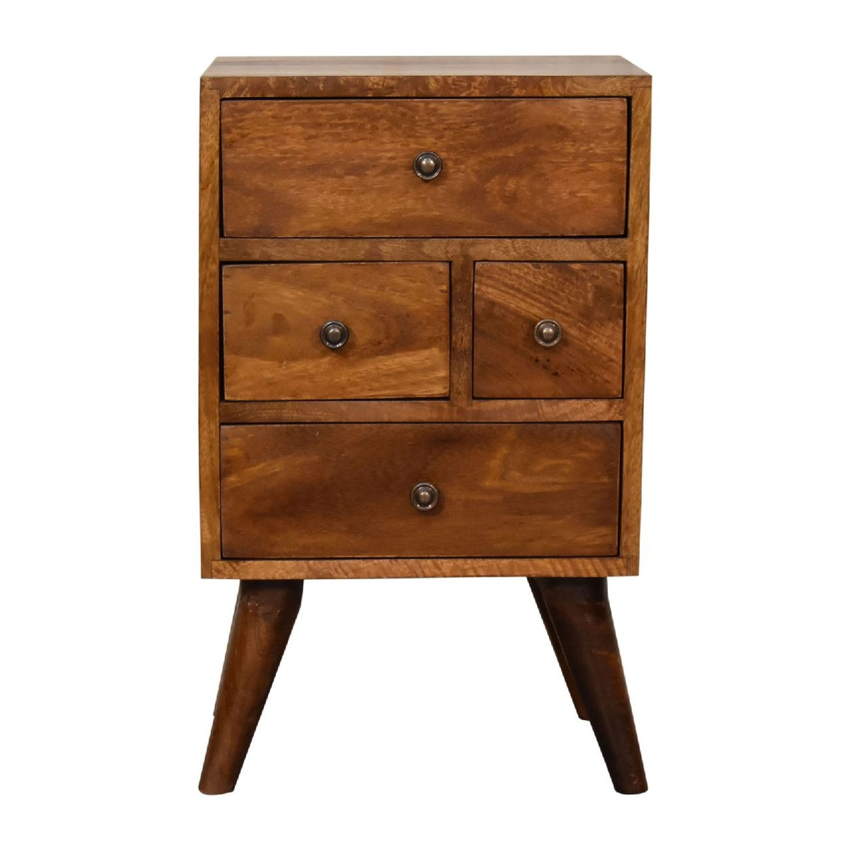 Artisan Chestnut Nordic Style 4 Drawer Multi Bedside Table