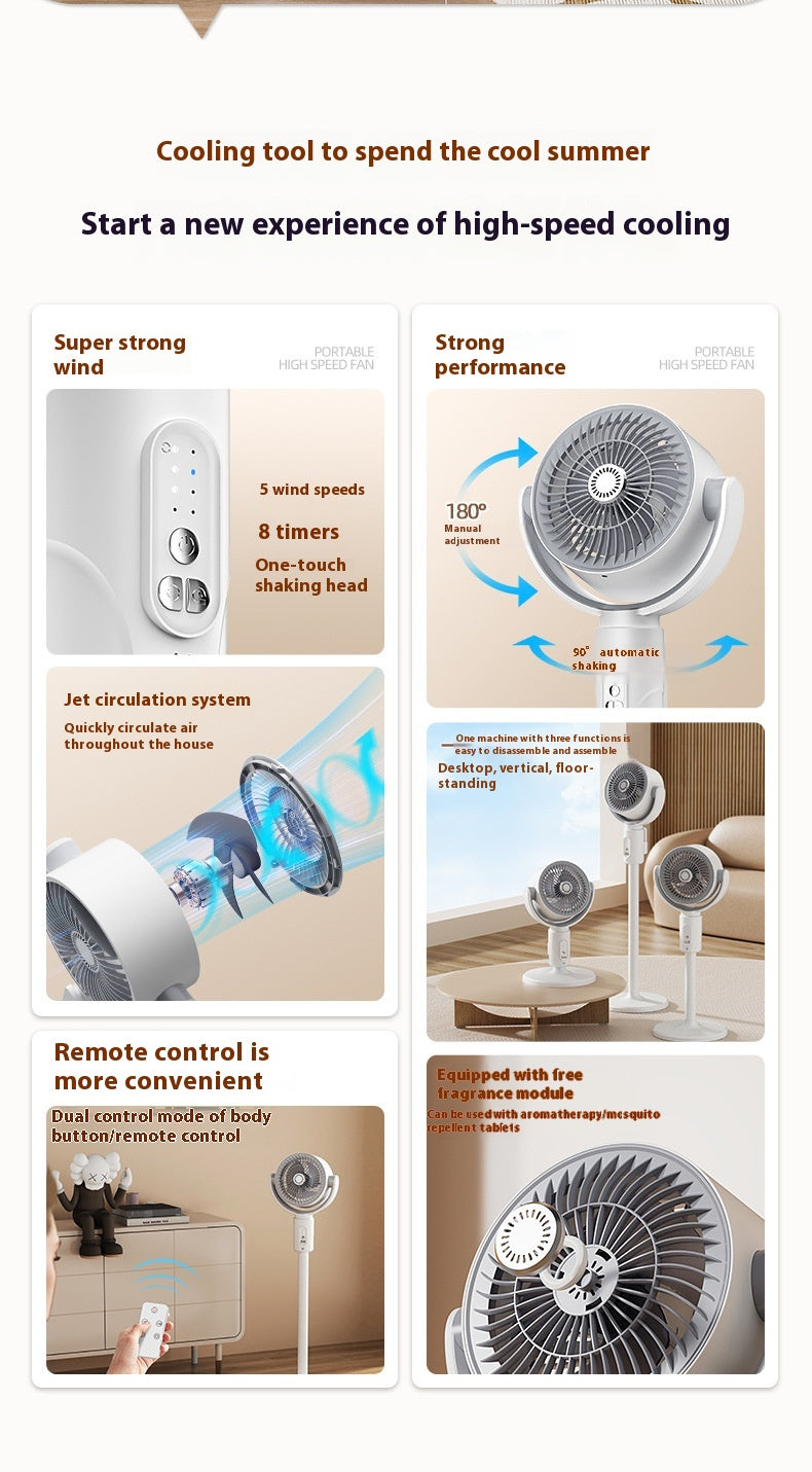 Remote Control Air Circulator Fan - 3D Oscillating Turbine Design Quiet Energy Saving Floor Standing Bladeless Cooling for Home Office Bedroom Use