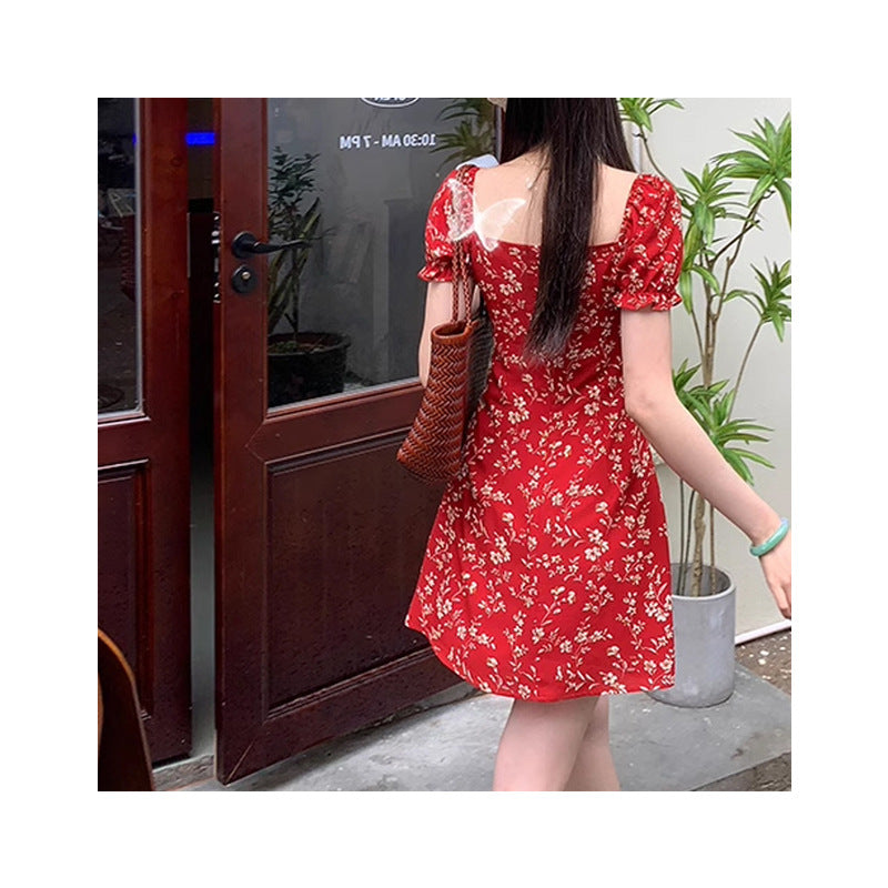 Summer French Bright White Floral Dress