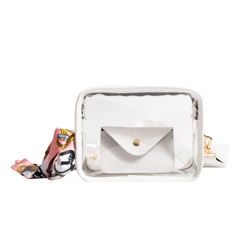 Women's Wide Shoulder Strap PVC Crossbody Transparent Bag