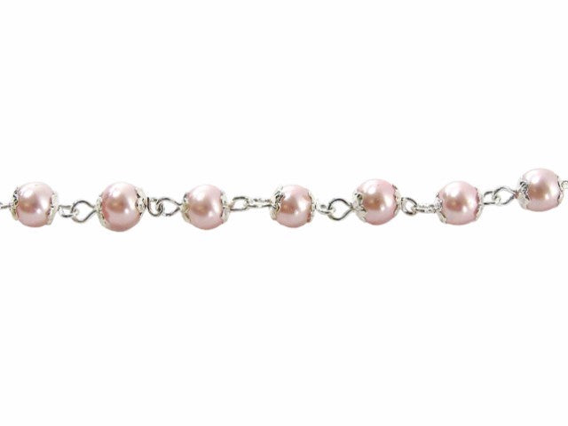 ART. RELIGIOSO - OVAL PEARL AND SILVER ROSARY