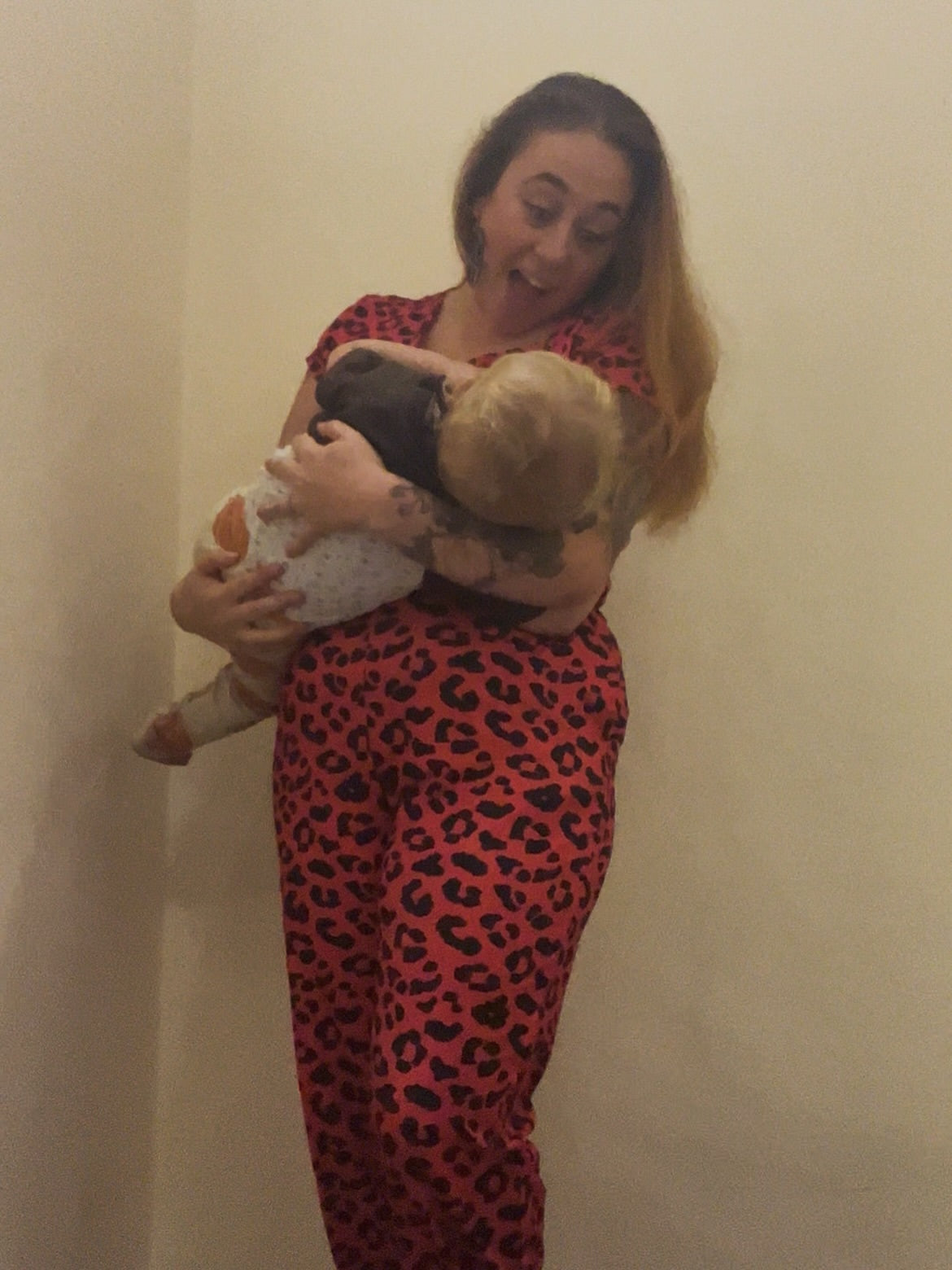 Red Leopard Breastfeeding Jumpsuit - Limited Edition