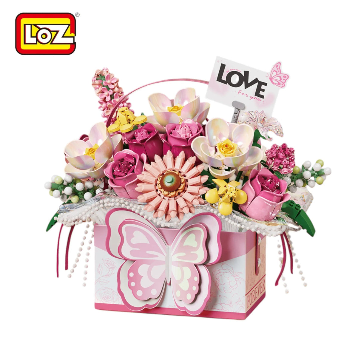 LOZ Ewige Blumen Rosa Schmetterlingsstrauß 1967