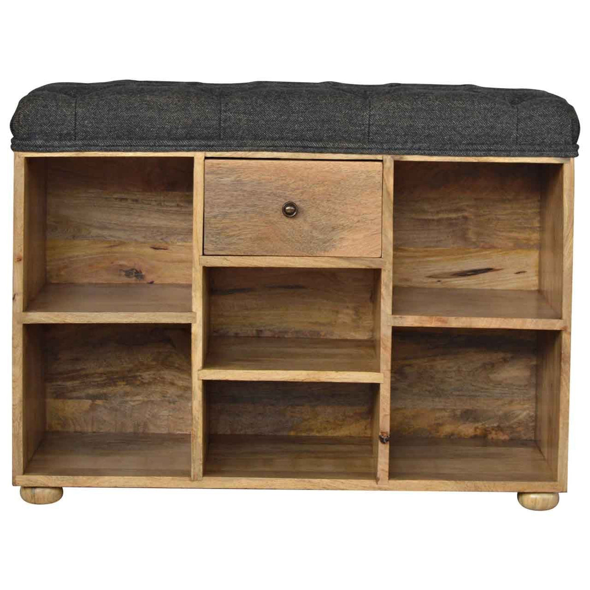 Artisan Black Tweed 6 Slot Shoe Storage Bench