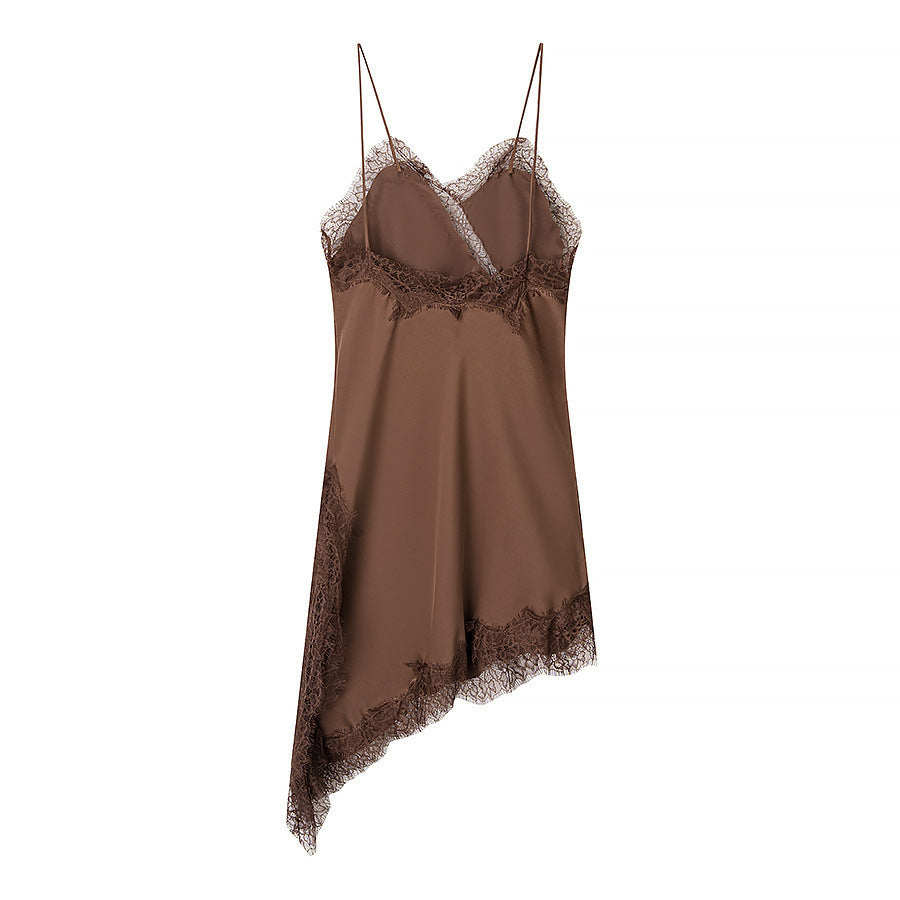 Lace Asymmetric Slip Dress