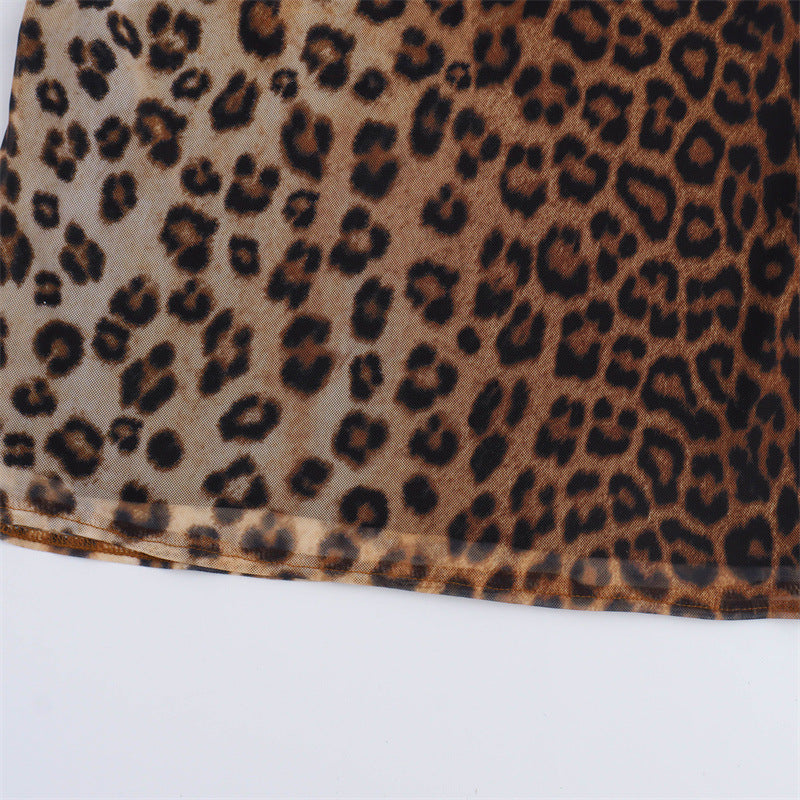 Backless Halter Leopard Print Dress Women