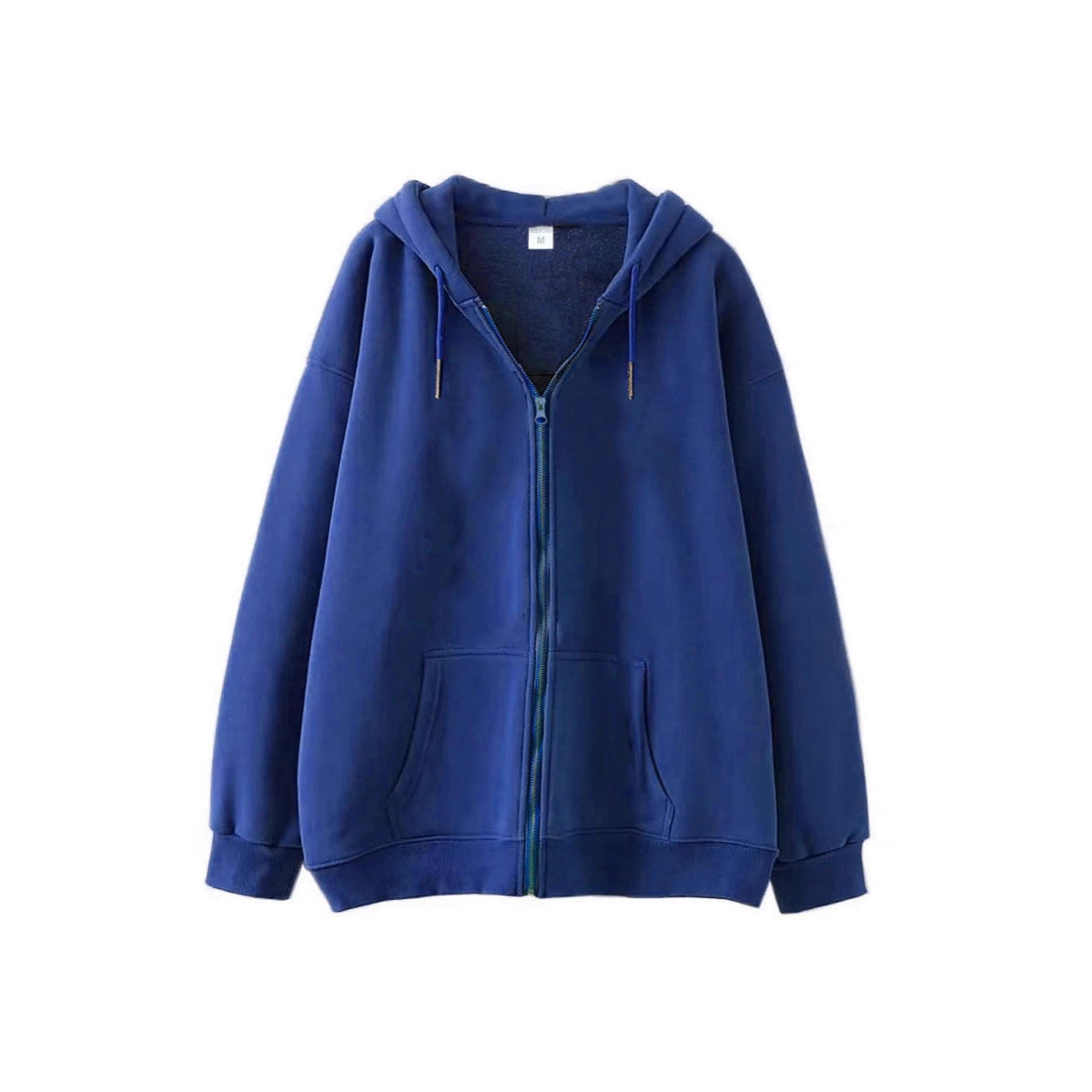 Full-zip Hoodie With Fleece-lined Solid-color Sweatshirt