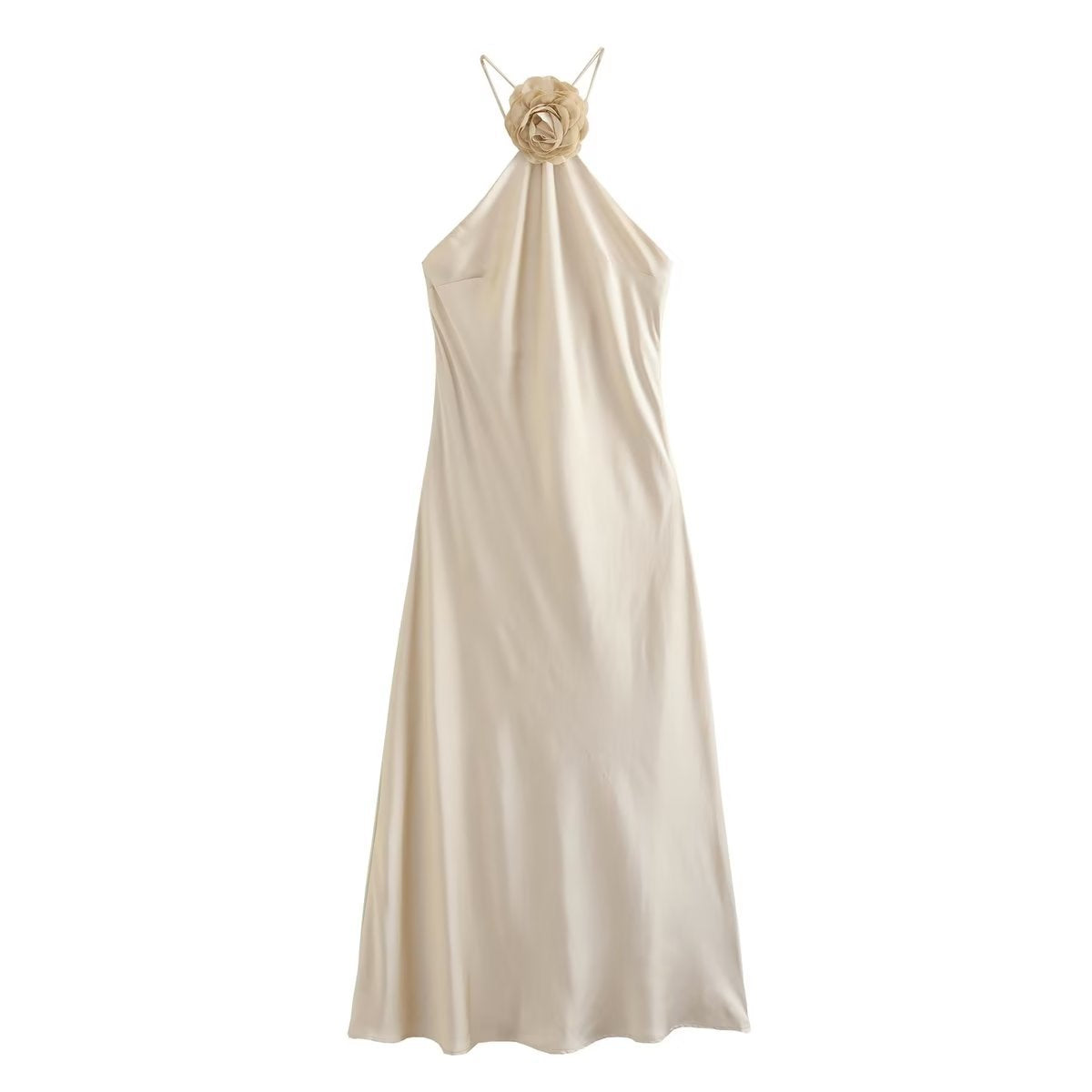 Summer Women Backless Applique Halter Spaghetti Straps Dress