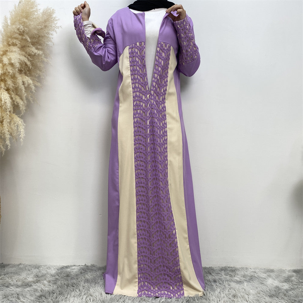 Lace Patchwork Long Sleeved Dress For Women