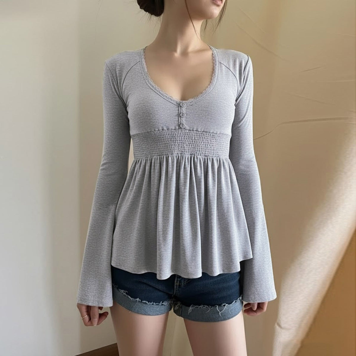 High-waisted Stretchy Loose-fitting Top Comfortable And Casual Women's Wear