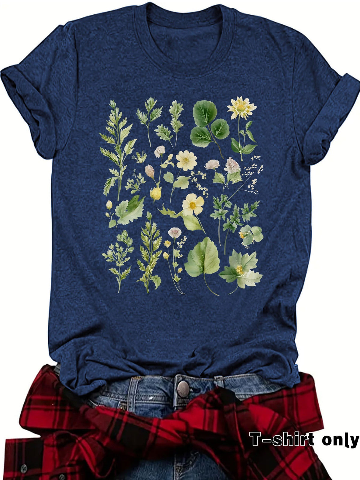Fashionable Loose-fitting Casual Short-sleeve Top With Floral Print