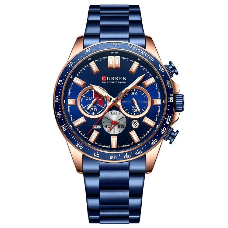 Men's Waterproof Quartz Watch - Stainless Steel Calendar Watch 30M Water Resistant