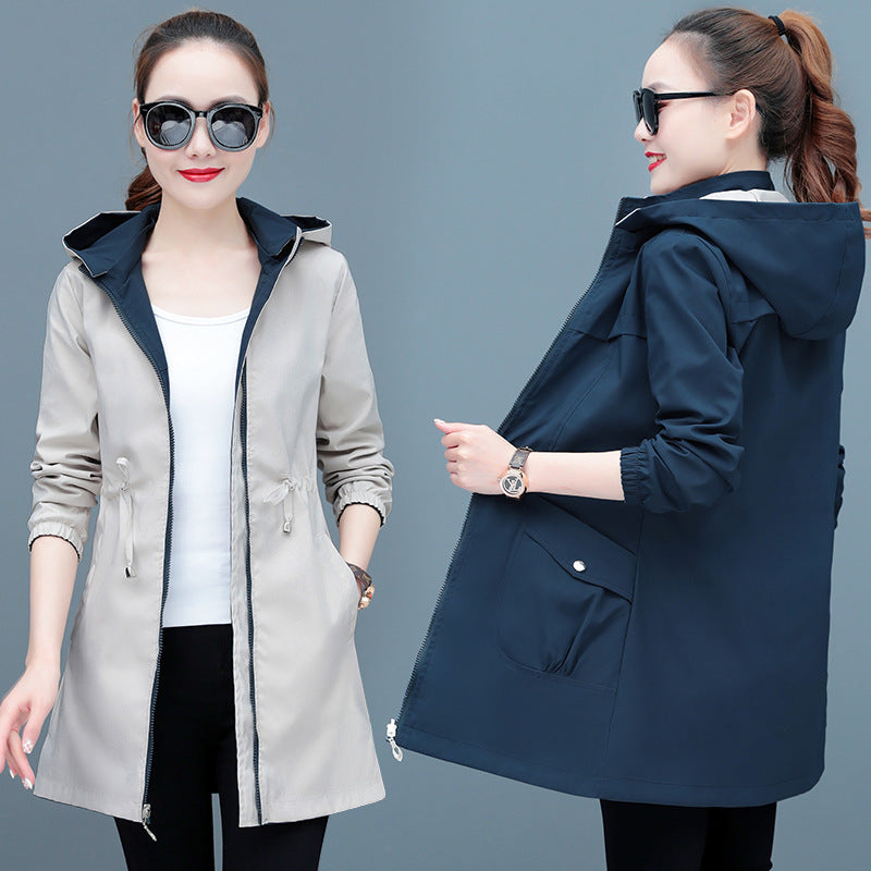 Women's Reversible Mid-Length Coat | 2-in-1 Spring & Autumn Jacket
