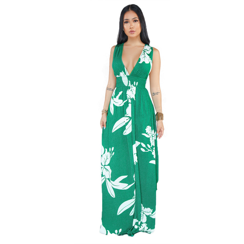 Women's Sleeveless Backless V-neck Dress