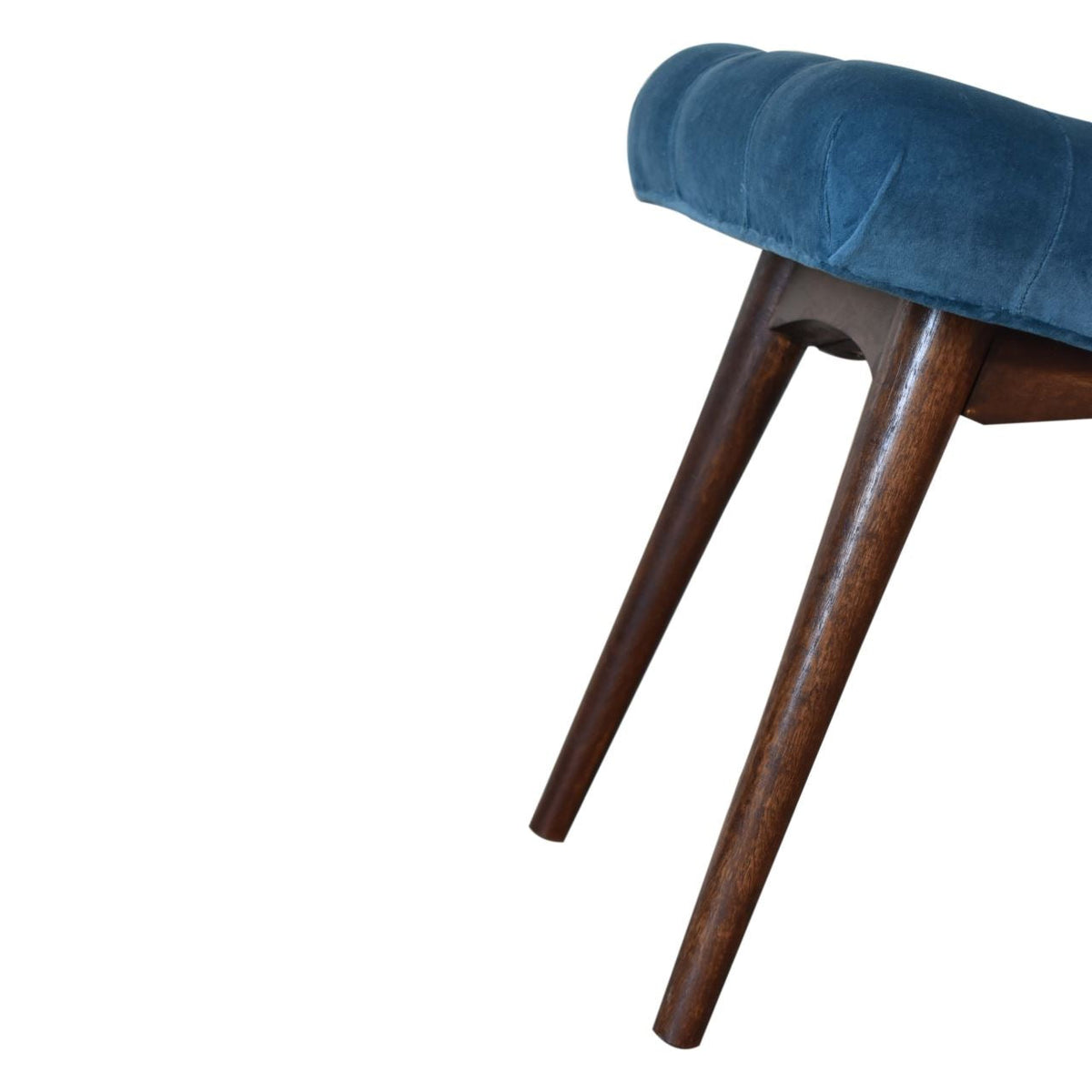 Artisan Mini Teal Cotton Velvet Curved Bench