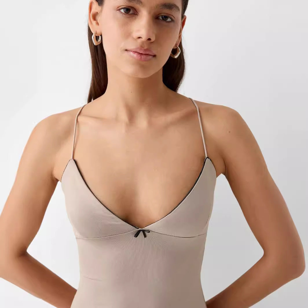 Sexy Trend V-neck Backless Slim Fit Sheath Suspender Skirt
