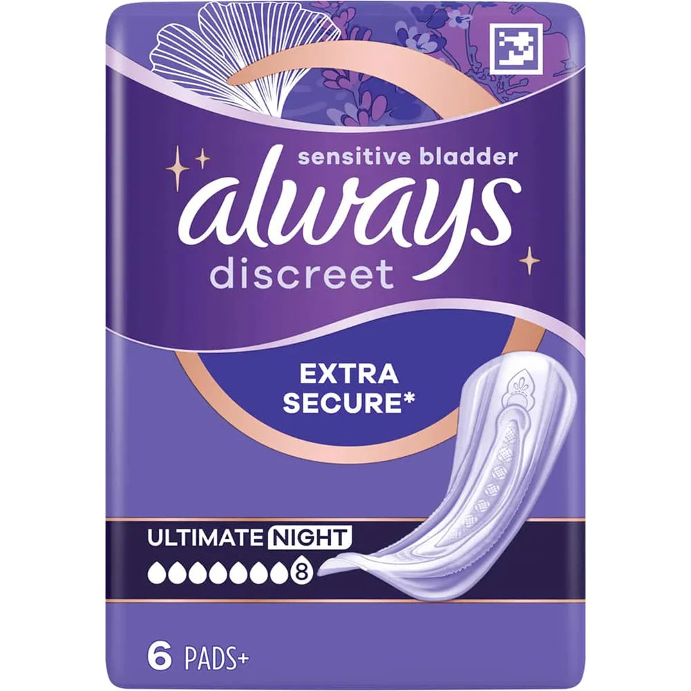 Always Discreet Ultimate Night Pads | 6 Pack Bundle | Maximum Overnight Protection