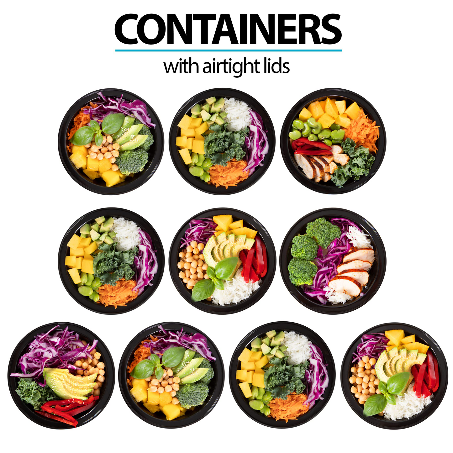 Round Airtight Food Storage Containers with Lids - 828ml | Reusable Meal Prep Pots