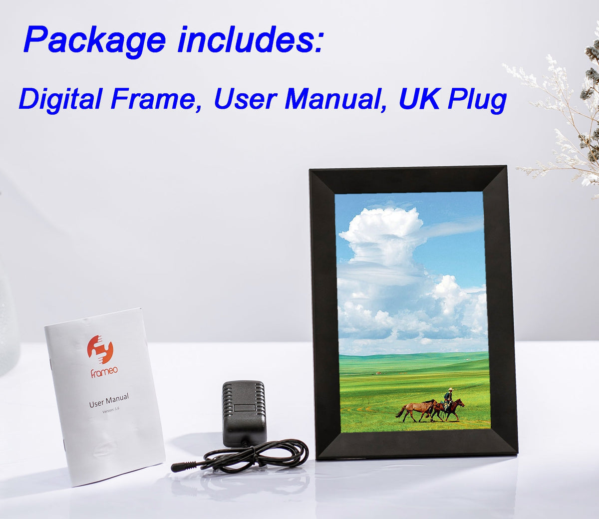 10.1 Inch Black Smart Cloud WIFI Digital Photo Frame Touch Screen 16GB Frameo App