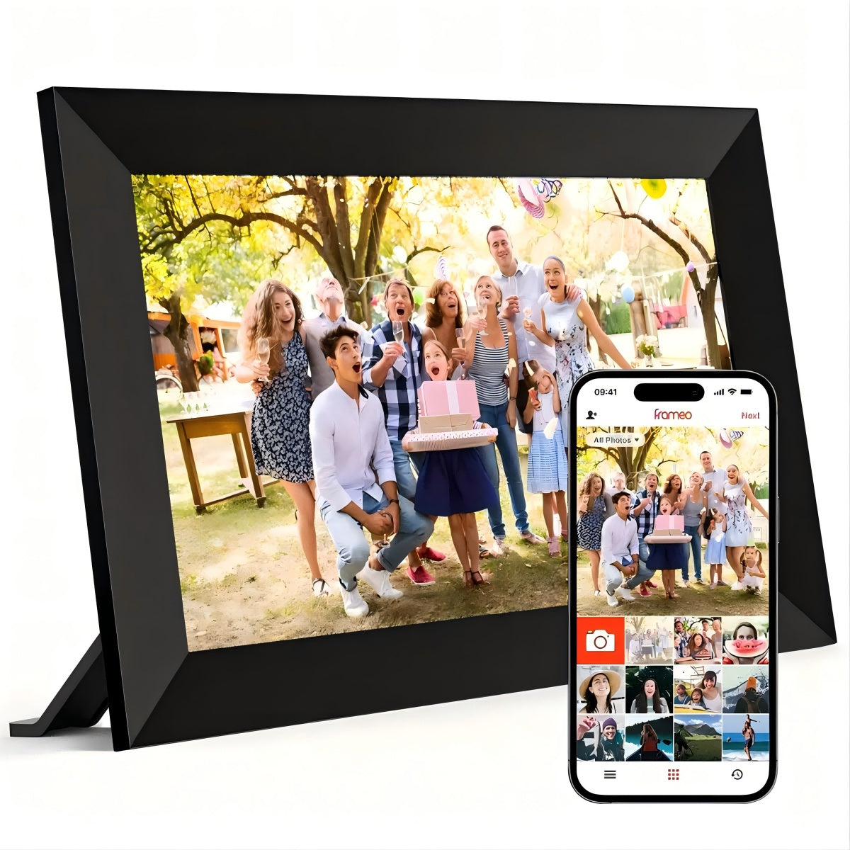 10.1 Inch Black Smart Cloud WIFI Digital Photo Frame Touch Screen 16GB Frameo App