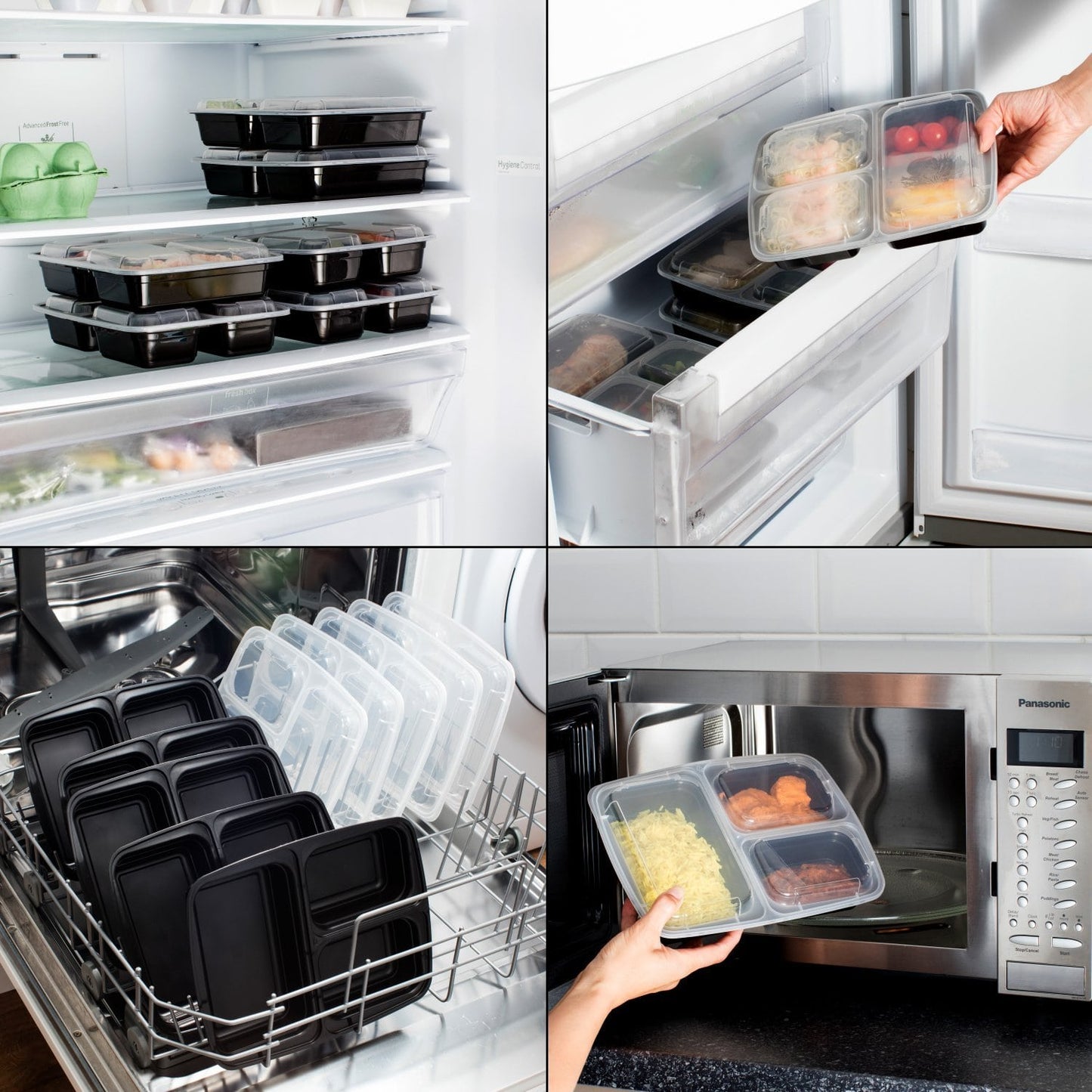 3-Compartment Reusable Meal Prep Containers with Airtight Lids – 946ml | Igluu