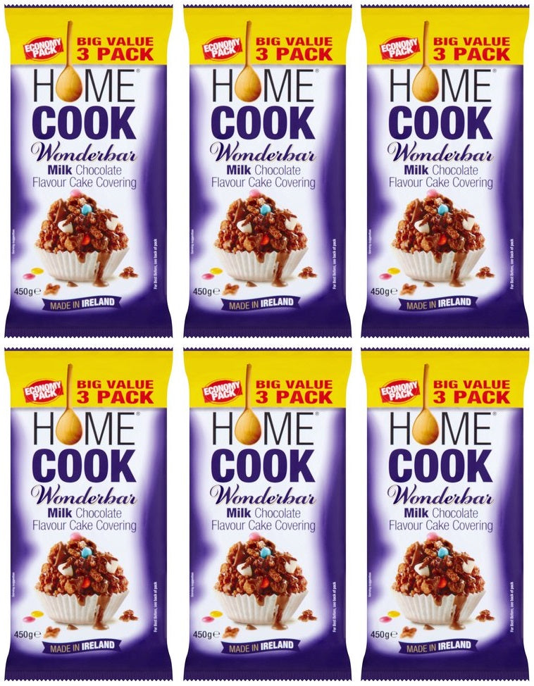 6 x Homecook Wonderbar Kuchenglasur mit Milchschokoladengeschmack 450g Großpackung im 3er-Pack
