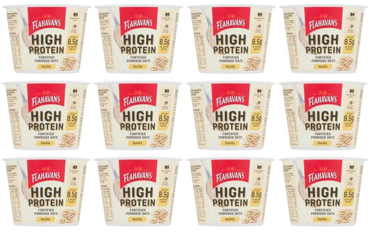 12 x Flahavan's High Protein Angereicherte Porridge Haferflocken Vanille 45G