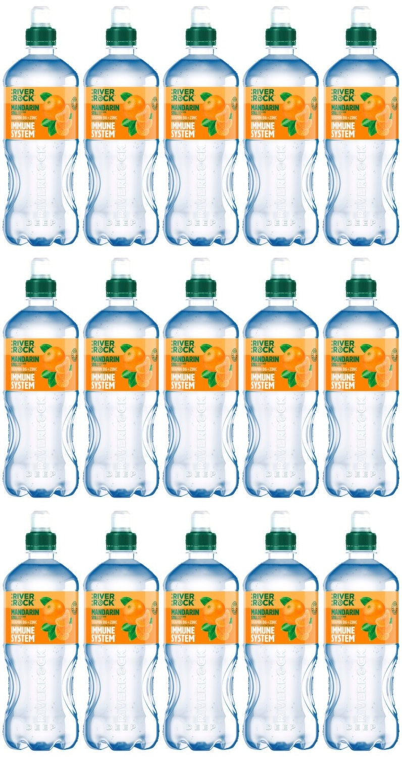 15 x Bebida de agua sin gas Deep Riverrock sabor mandarina 750 ml