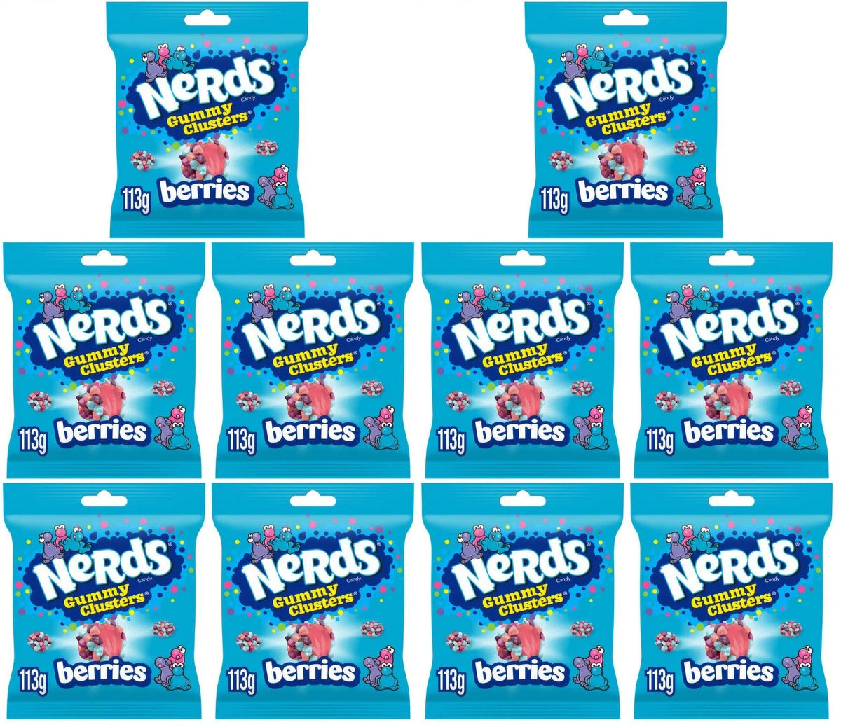 10 x Nerds Berries Fruit-Flavour Candy Gummy Clusters 113G