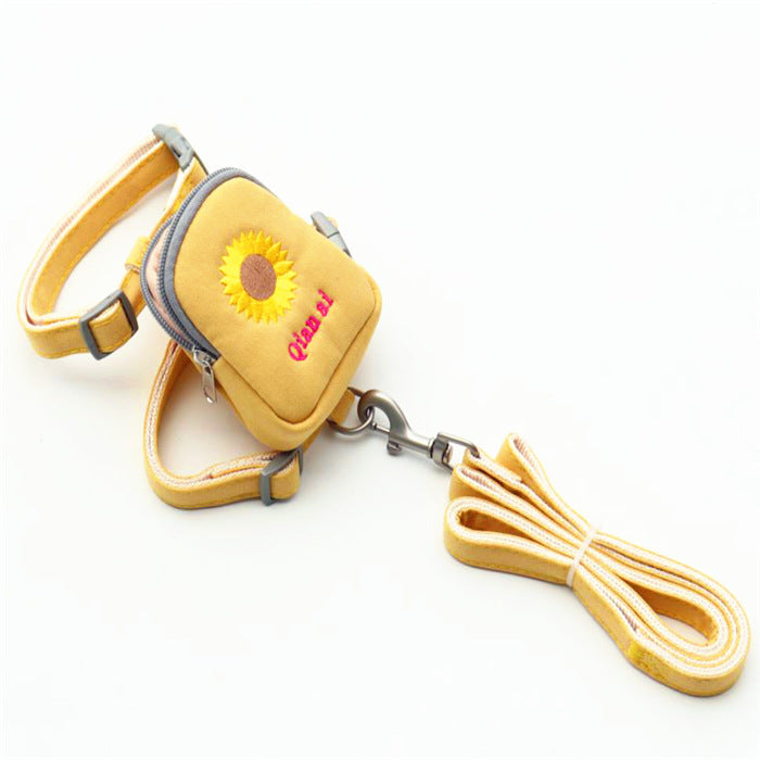 Korean Embroidered Pet Backpack Leash Chest Strap