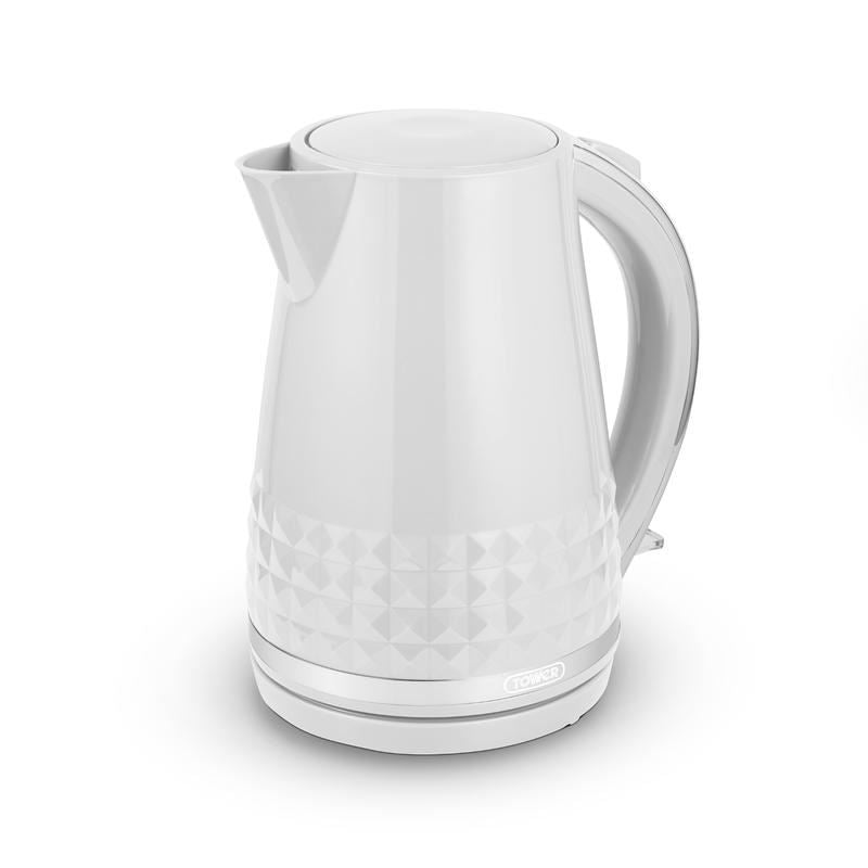 Tower White Chrome Accents Solitaire 1.5L 3KW Kettle