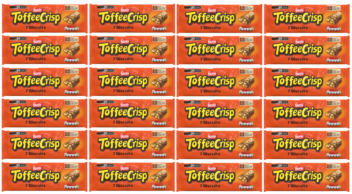 24 x Toffee Crisp Milchschokoladen-Keksriegel 7er-Pack – 130,9 g