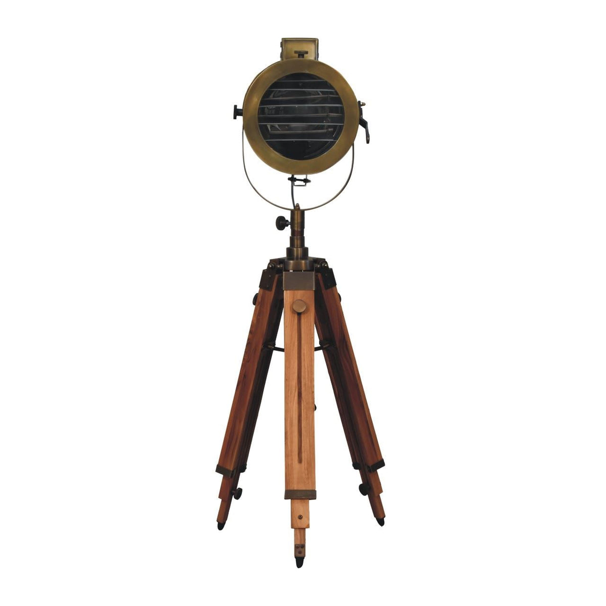 Artisan Brass Antique Tripod Fold Spotlight Floor Lamp