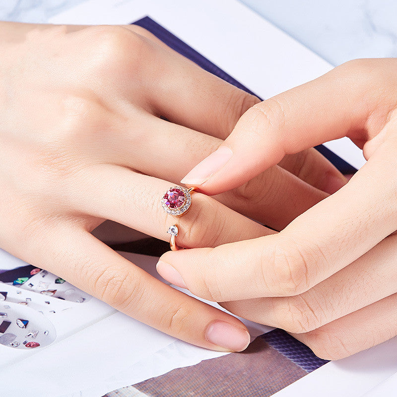 Europe and the United States new personality rotating ring female crystal ring