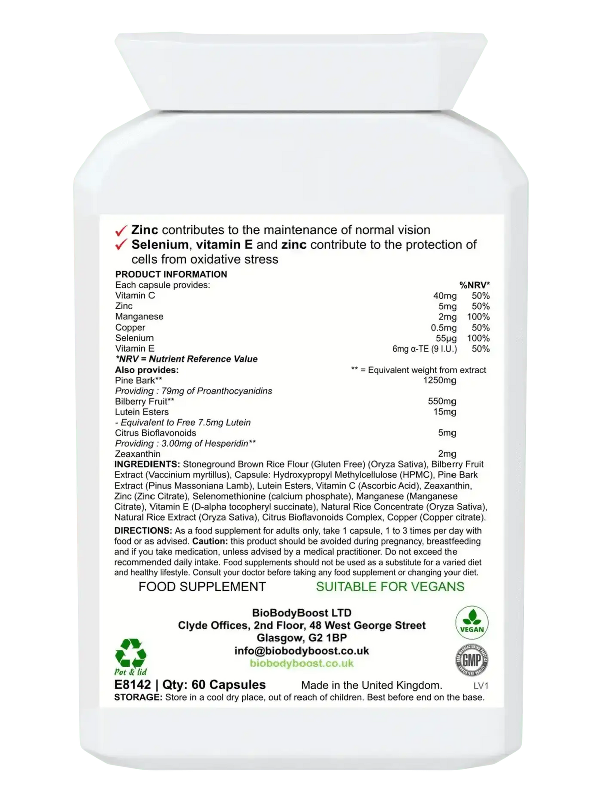 BioEyeNourish - Natural Vision Support Supplement with Bilberry & Lutein