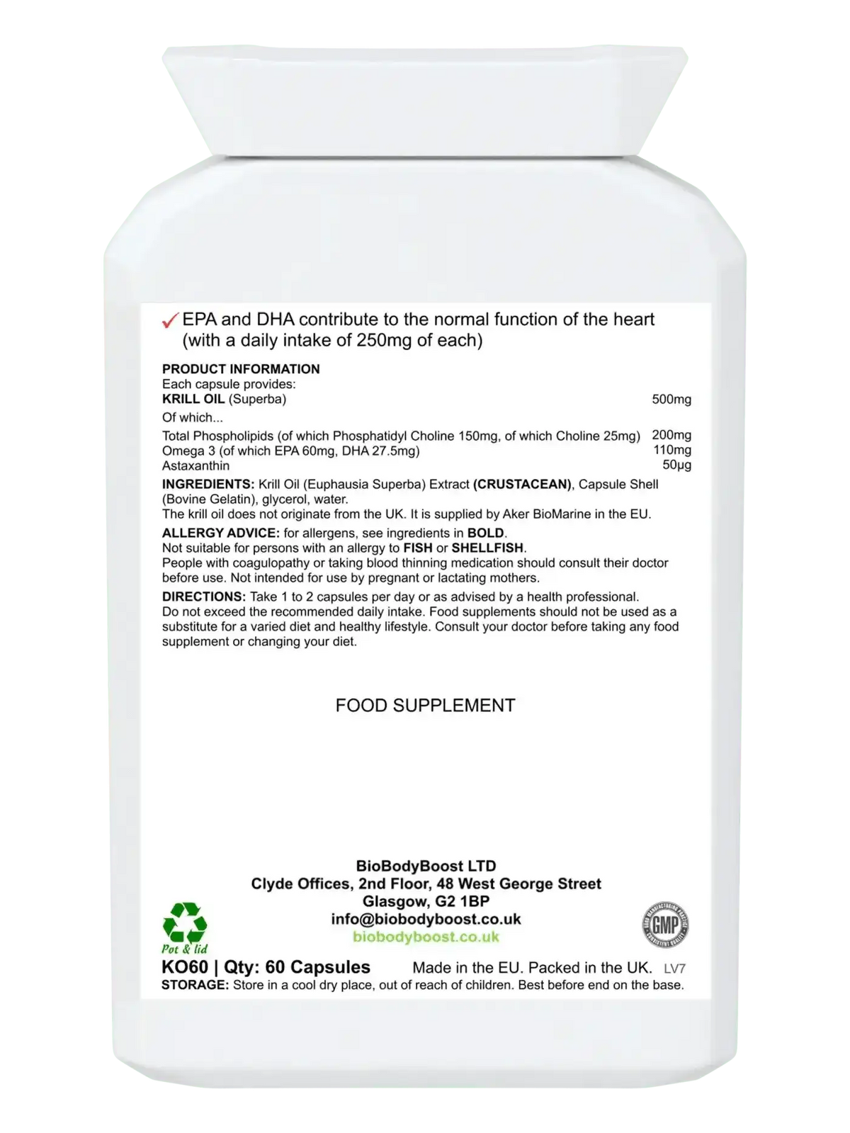 AstaxaKrill Antarctic Krill Oil 500mg - 60 Capsules