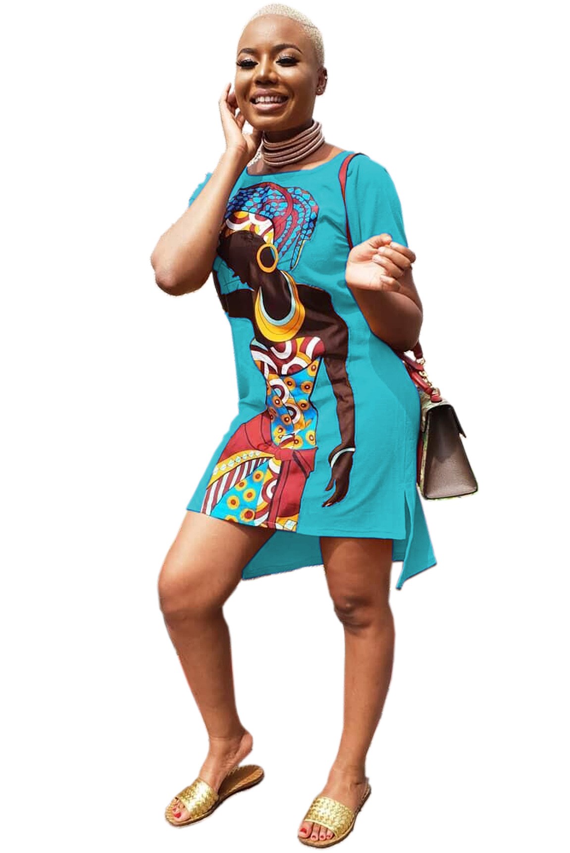 Dress sexy print slim V-neck / плат⫽е / women''s dress