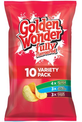 12 X Golden Wonder 10er-Pack Gemischte Chips 10X25GM