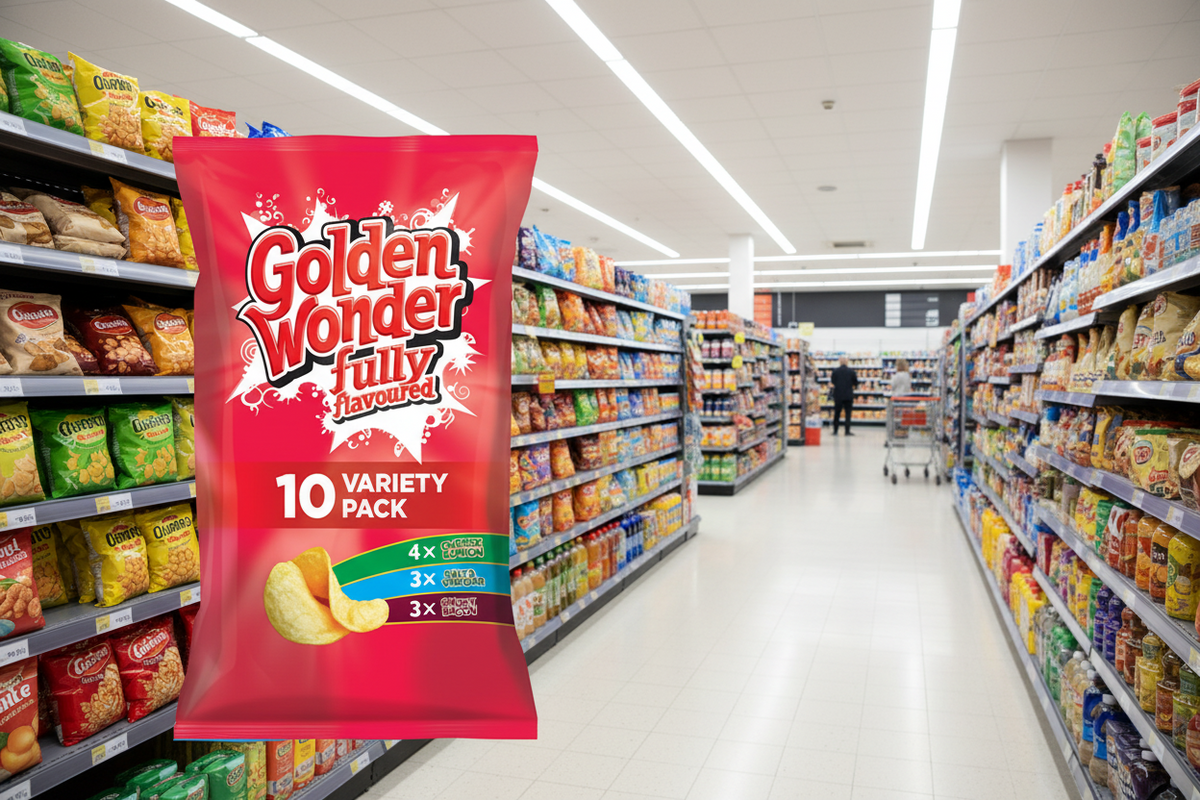 12 X Golden Wonder 10er-Pack Gemischte Chips 10X25GM