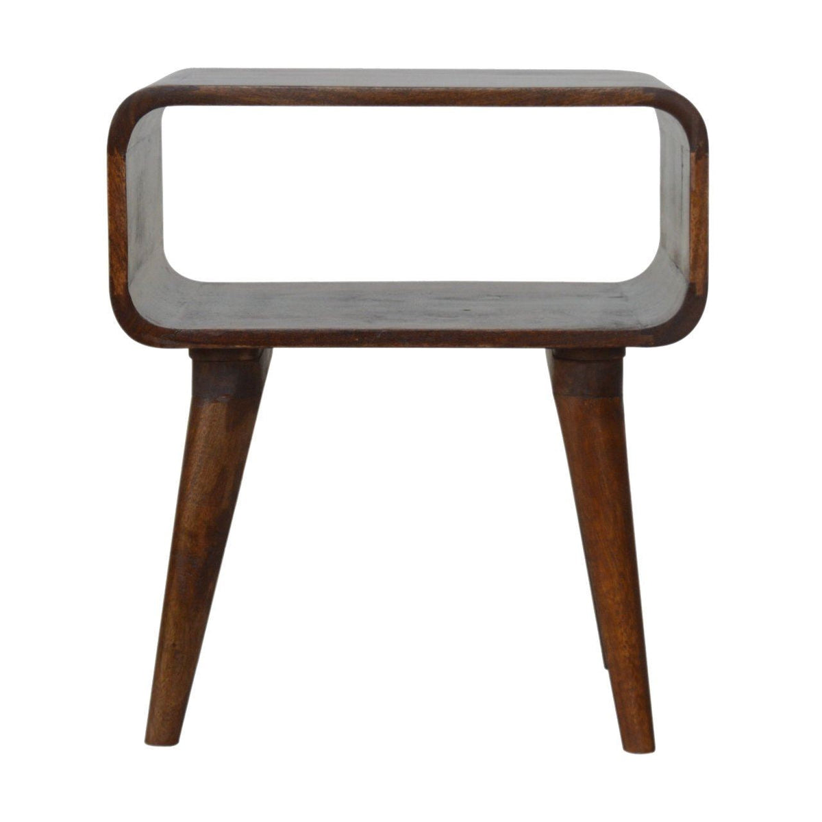 Artisan Curved Open Chestnut Bedside Table