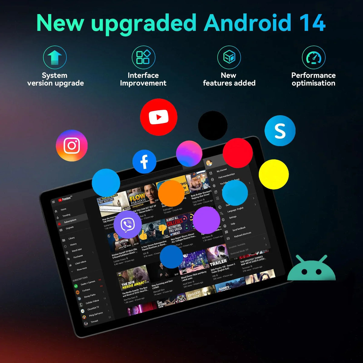 11 Inch Tablet Android 14 HD IPS Display Computer, 10GB RAM, 64GB Storage WiFi