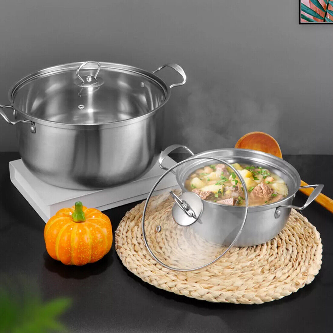 11 Piece Stainless Steel Cookware Pan Set Non-Stick Induction Pots Lids Pans Utensils