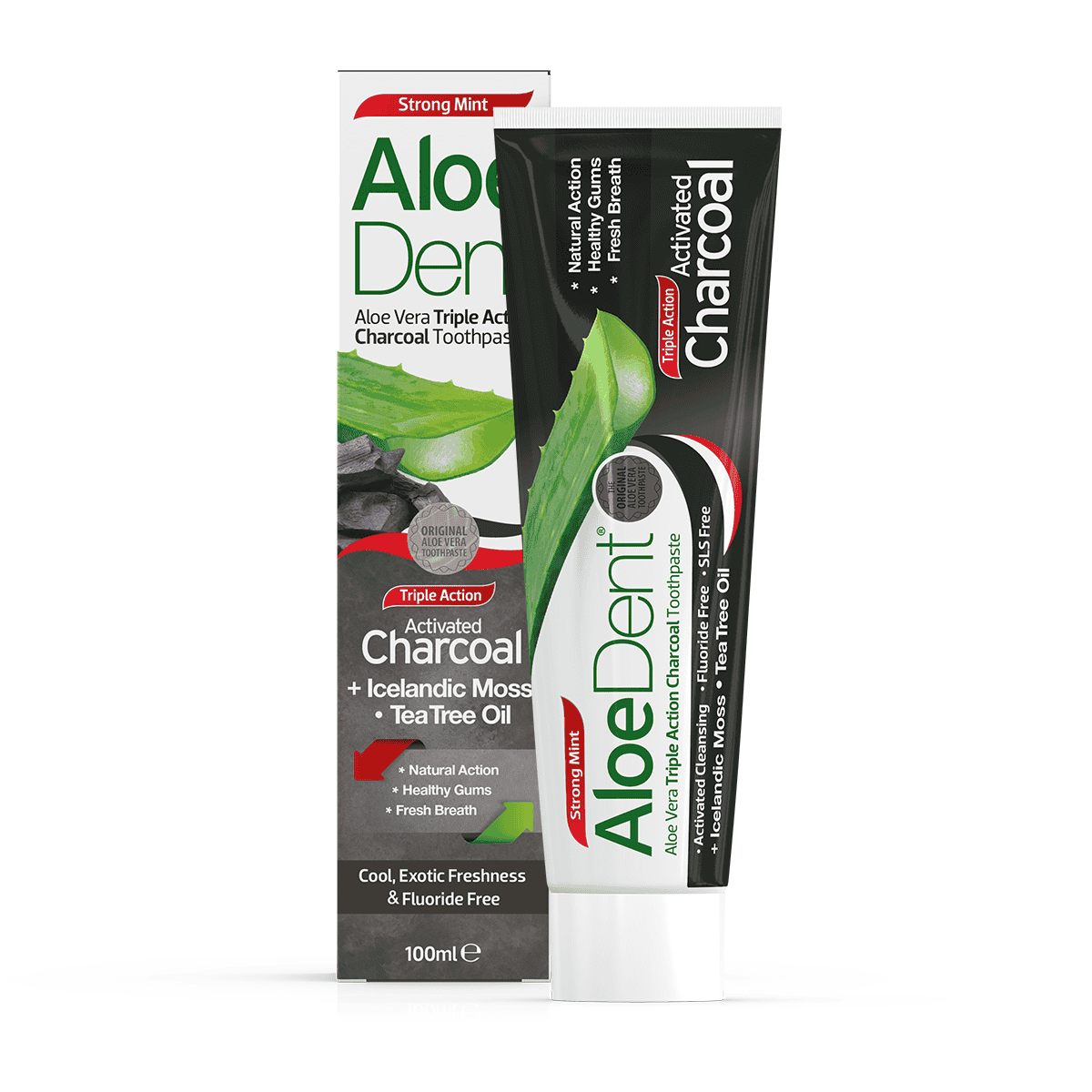 Aloe Dent Charcoal Toothpaste 100ml - Fluoride Free