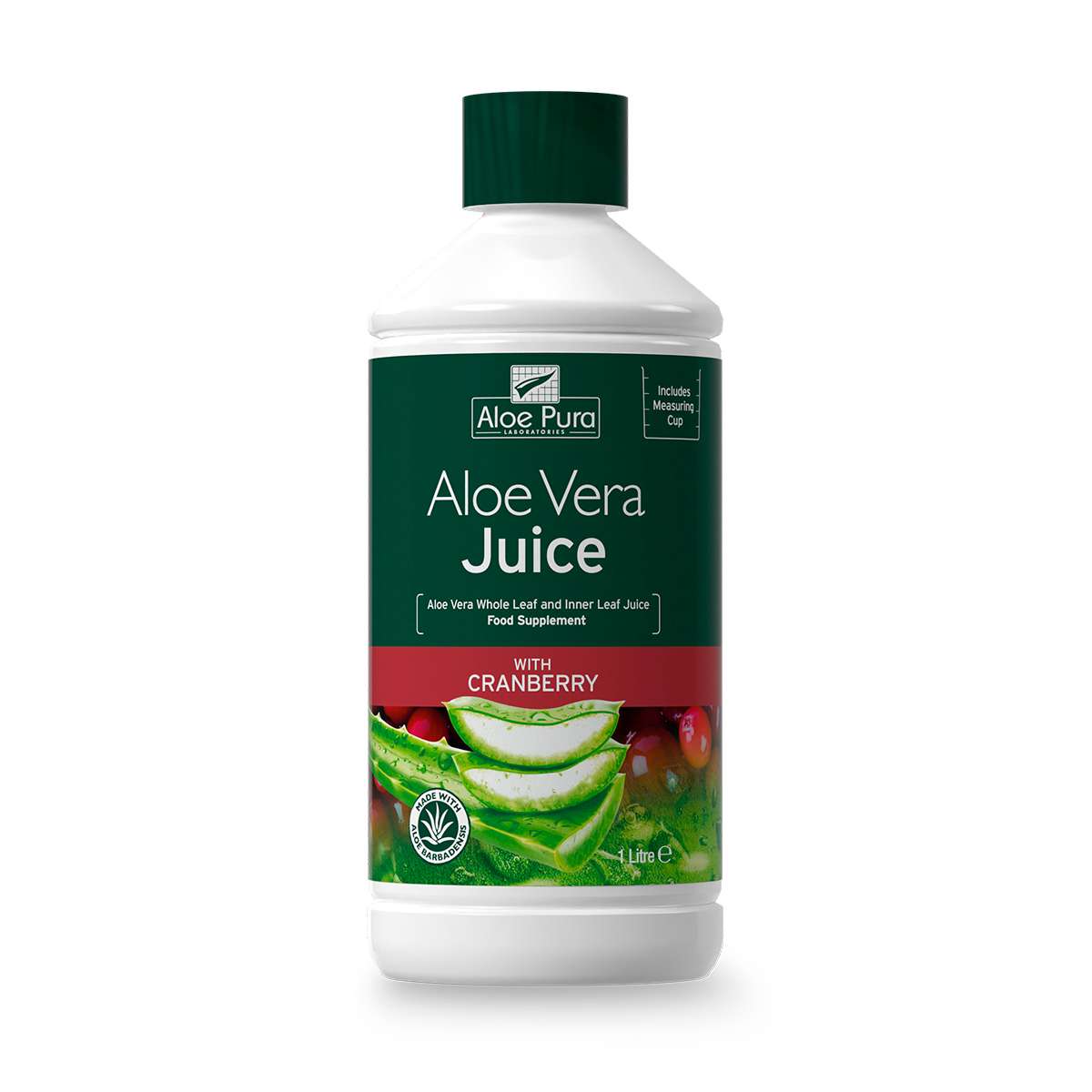 Aloe Pura Cranberry Aloe Vera Juice Charcoal Filtered 1 Litre