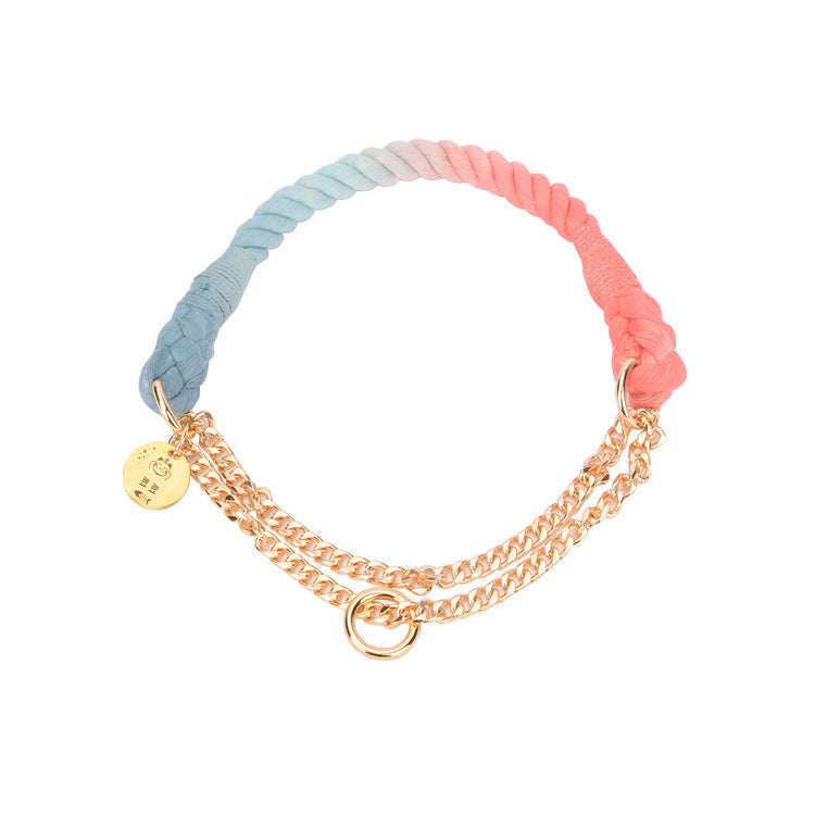 Multifunctional hand-woven gradient color collar