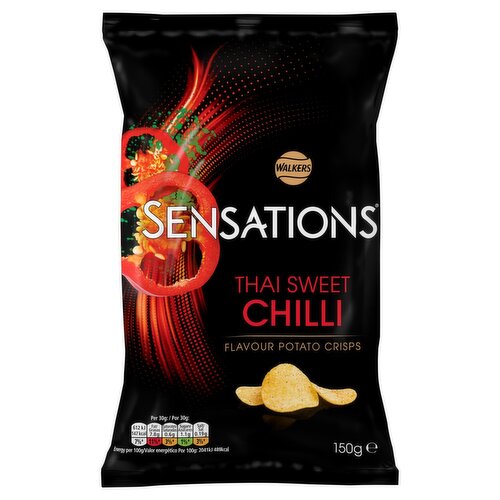 12 x Walkers Sensations Thai Sweet Chilli Sharing Bag Chips 150G