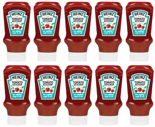 10 x Heinz Tomato Ketchup No Added Sugar 425Gm