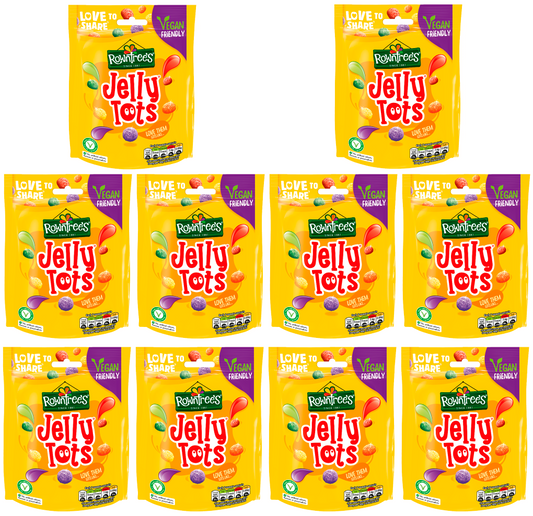10 x Bolsas Rowntrees Jelly Tots (Vegano) 150g
