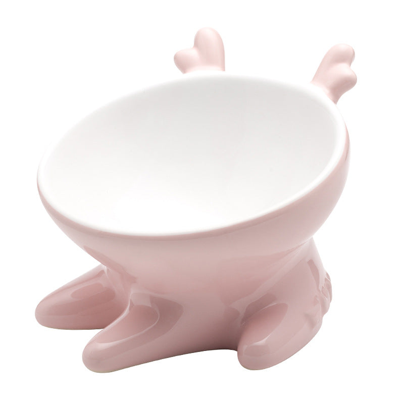 Ceramic pet bowl oblique mouth cat bowl